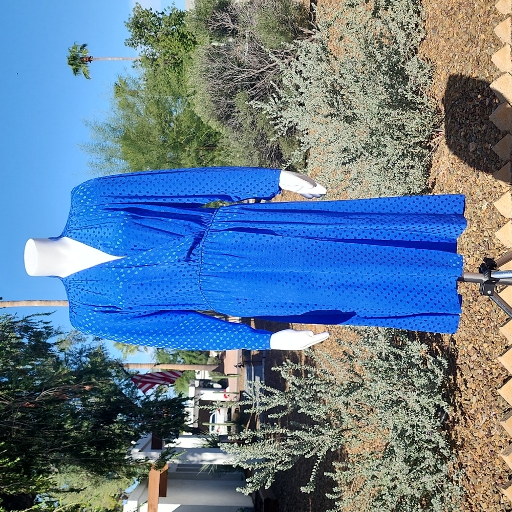 VINTAGE 1980s KOREA SAINT ROMEI Royal Blue Silk Dress 6 M Korean Fashion Wrap - Picture 8 of 16
